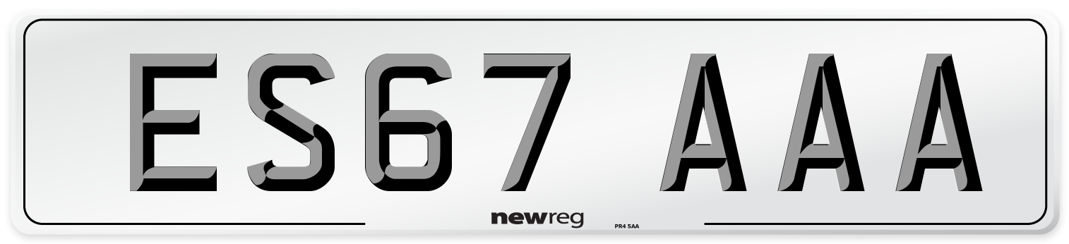 ES67 AAA Number Plate from New Reg